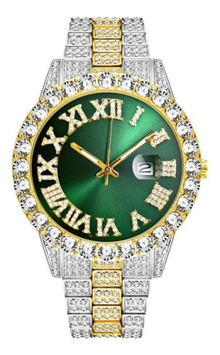 Iced Out Watch Hombres Marca De Lujo Completo Diamante Oro R