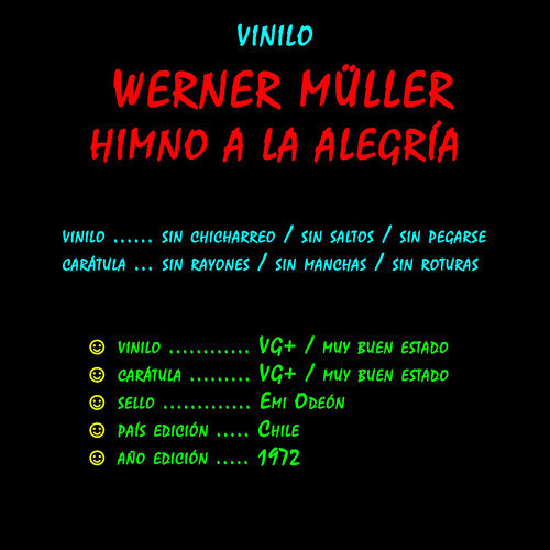 ¬¬ Vinilo Werner Müller / Himno A La Alegría Zp Orq (Usado)