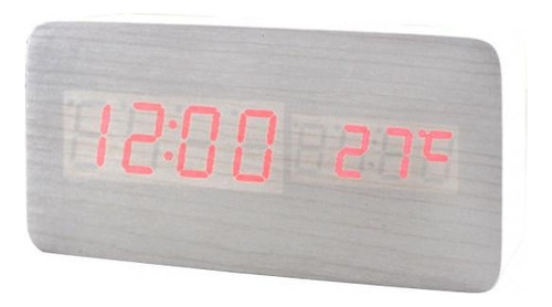 Alarma Led Roja Digital Wood, Control De Sonido, Temperatura