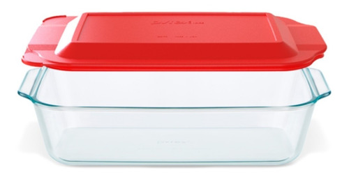 Fuente Rectangular Pyrex Con Tapa 3lts Alta Vidrio Deep 