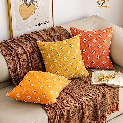 Funda De Almohada Amarillo Mostaza Otoñal Jacquard 20x20 Cm