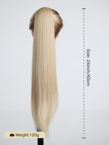 Extensión De Cola De Caballo De 61 Cm, Recta, Con Cordón Aju