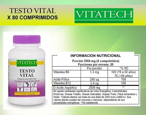 Imagen 2 de 6 de Testo Vital Vitatech Precursor De Testosterona