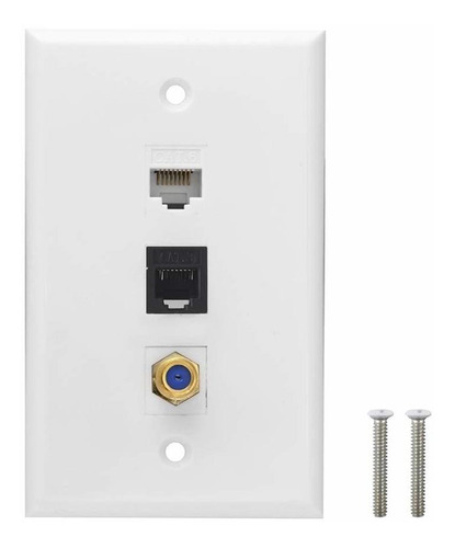 Placa Pared Coaxial Para Telefono Ethernet  1 Puerto Cat6 F