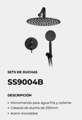 Set De Ducha Acero Inoxidable Color Negro