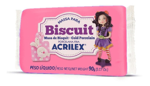 Massa De Biscuit Ou Porcelana Fria Acrilex 90g Rosa Escuro