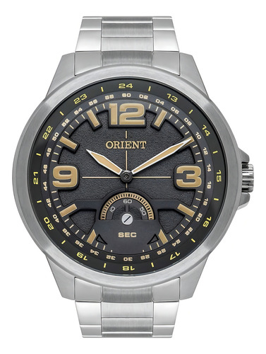 Relógio Orient Masculino Sport Prata Clássico Aço Mbss0008 Cor da correia Prateado Cor do bisel Prateado Cor do fundo Grafite
