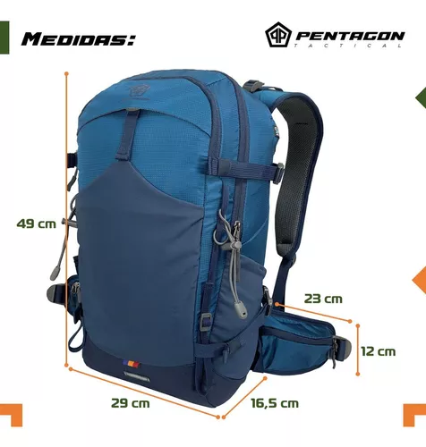 Mochila Trekking Outdoor Camping Pentagon 30 Lt Impermeable Color Azul