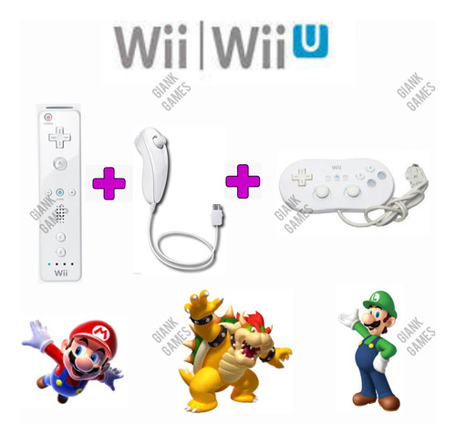 Set Wiimote + Nunchuk + Control Clasico Originales Wii Wiiu