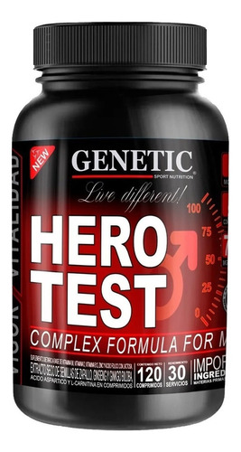 Hero Test Suplemento Pro Hormonal Aumentador Testo - Genetic Sabor Pastillas