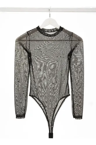 Body negro mangas tul hotsell