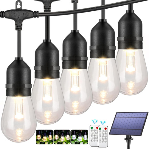 Tira De Luces Solares Led Regulables 3 Colores Exteriores