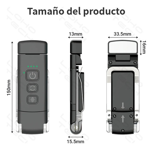 Luz De Libro Usb Recargable Brillo Ajustable Para Protección Foofoo Negro