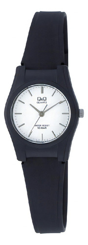 Reloj Q&q Caucho Antialérgico Modelo Vq03 Sumergible 10 Bar Color de la malla Negro Color del bisel Negro Color del fondo Blanco c/palitos / 003