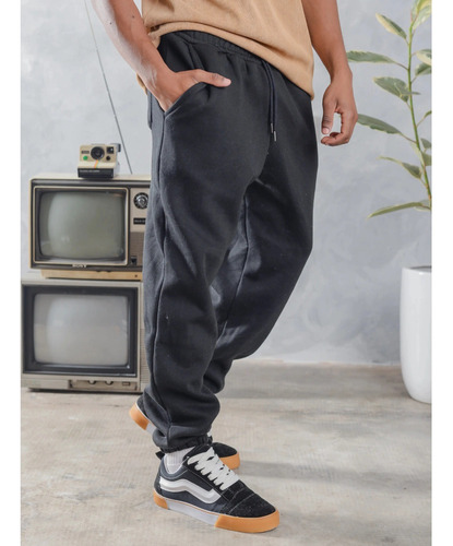 Pantalón Jogger Friza Algodón Peinado Con Puño