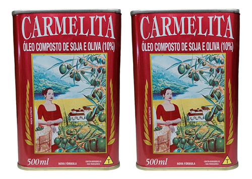 Óleo Composto De Soja E Oliva Carmelita Kit Com 2 X 500ml