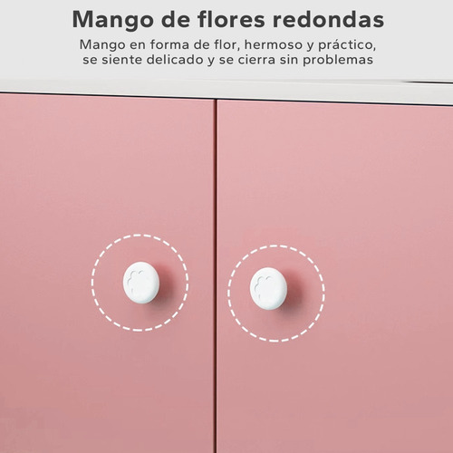 Librero Organizador Niños 5 Compartimentos Con Puertas Rosa