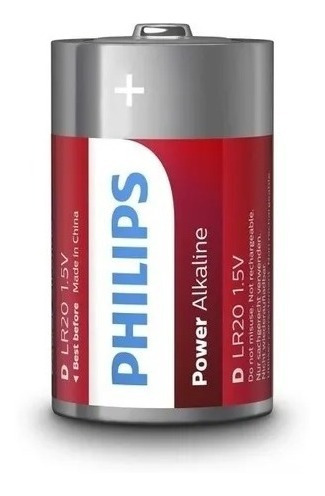 Imagen 3 de 4 de Pack X2 Pila Alcalina Philips Tamaño D. Gran Canal.
