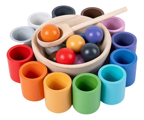 Rainbow Balls In Cups Montessori Juguete Entrenamiento