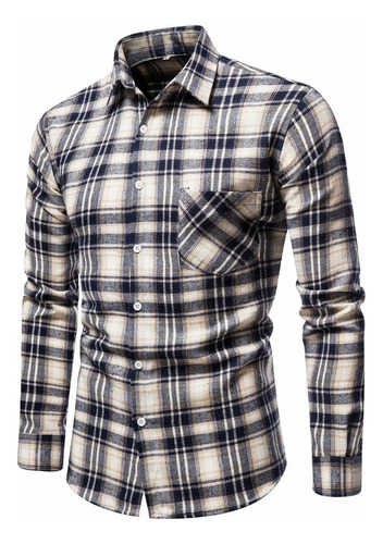 Camisa A Cuadros Para Hombre, Blusa De Manga Larga