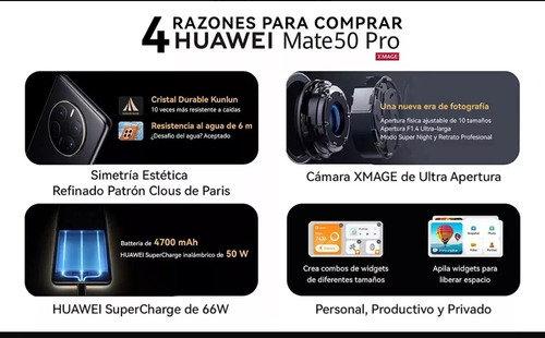 Huawei Mate 50 series Mate 50 Pro Dual SIM 256 GB negro 8 GB RAM