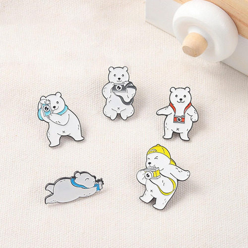 Youpin 5x Pin Esmaltado De Oso De Dibujos Animados,