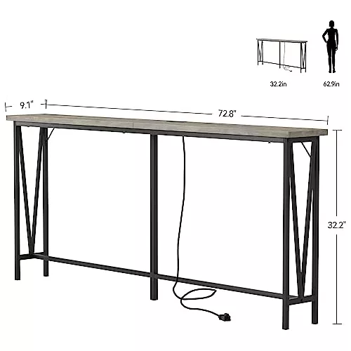 Mesa de sofá extra larga de 70.9 pulgadas, mesas de sofá largas y estr -  VIRTUAL MUEBLES