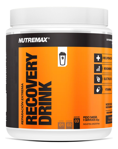 Nutremax Kit X2 Recovery Drink Recuperacion Naranja 540g 3c
