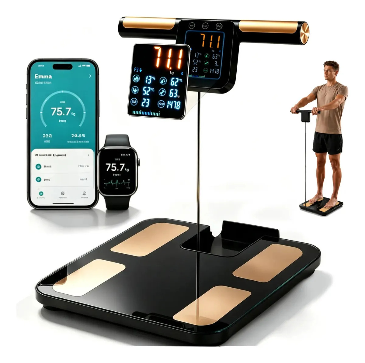 Bascula Digital Corporal 8 Electrodos 180kg Con Pantalla App