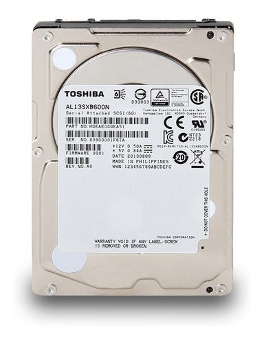 Hd Toshiba Sas 600gb 15k 6gb/s 2.5 Al13sxb600n 118000382-07 