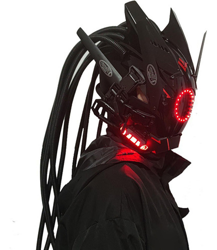 Casco Cyberpunk Con Trenzas Led Máscara Punk Para Estilo A