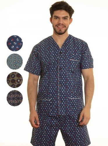 Imagen 3 de 10 de Pijama Hombre Manga Corta Bermuda Algodón Verano Talle Super Especial