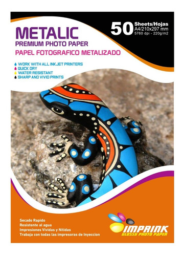 Papel Fotografico Metalizado Premium A4 De 220gr/50 Hojas  