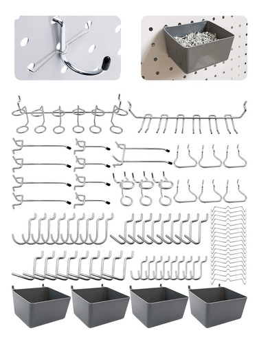 Kit Ganchos 80 Pcs Para Panel Ranurado Perforado Ganchera