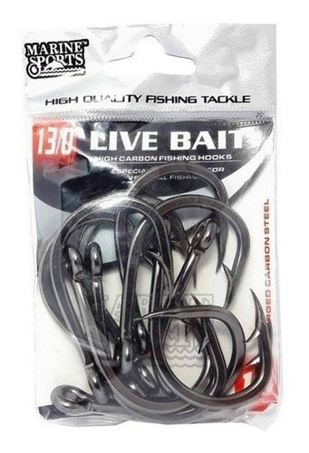 Anzol Marine Sports Live Bait Nº13/0 10p - P/ Suporte Hook