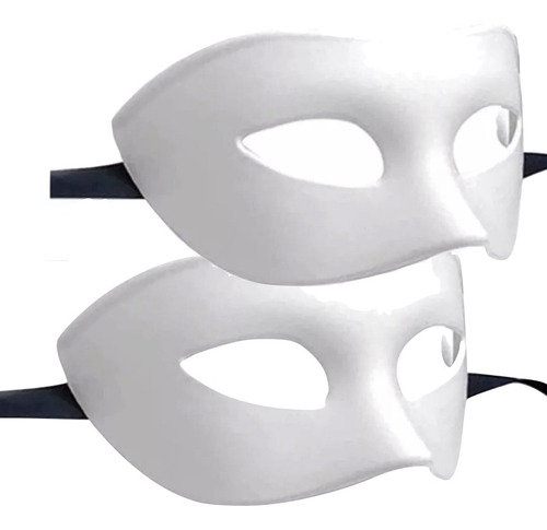 Antifaz Máscara X 6 Veneciano Negro Blanco Liso Cotillon