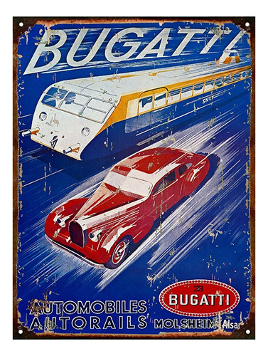 Cartel De Chapa Publicidad Antigua Bugatti Y282