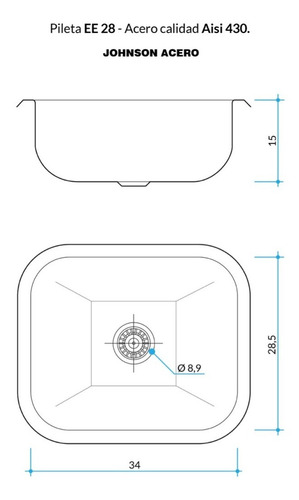 Johnson Pileta De Cocina Simple Acero 430 Ee28