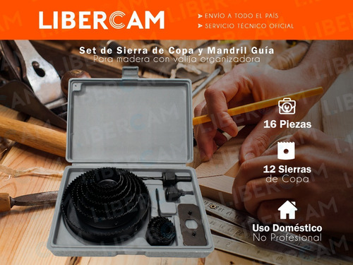 Imagen 3 de 10 de Mechas Sierra Copa Juego 16 Piezas Para Madera Acero Carbon