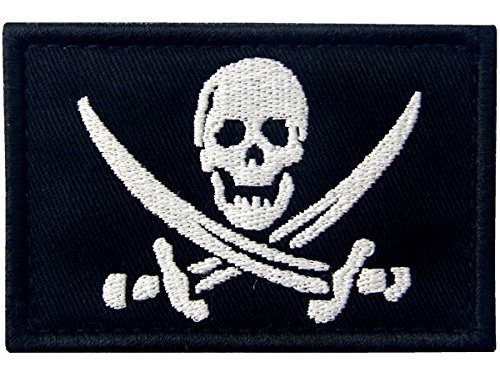 Bandera Pirata Militar Hook & Loop Moral Sujetador Patch - B