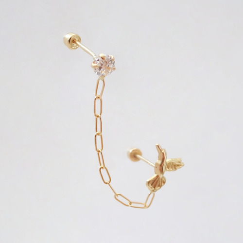 Amor Eterno - Colibrí Fly / Doble Perforación / Oro 10k