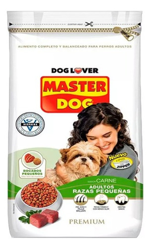 Master Dog Razas Pequeñas Adultos 8kg Sabor Carne.