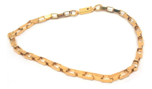 Pulseira Banhada Ouro 18k Tijolinho Quadrado 21cm 3mm