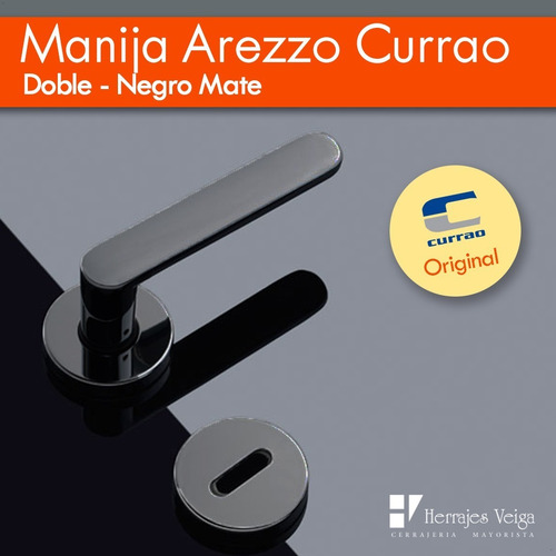 Imagen 5 de 10 de Manija Arezzo Doble Negro Mate Currao Puerta T/ Tropea