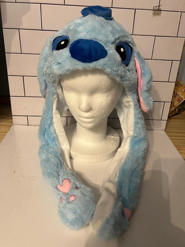 Gorro Peluche Levanta Orejas Varios Modelos Muy Suave Stitch Celeste 1