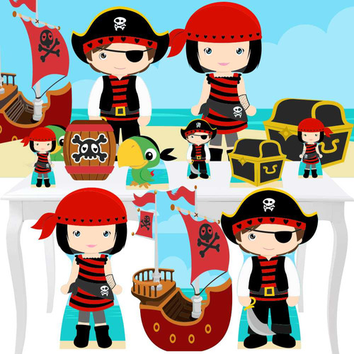 Combo Ouro Piratas Totem Painel Display Festa Aniversário