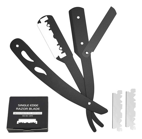 Maquinilla De Afeitar De Barbero De Acero Inoxidable Negro