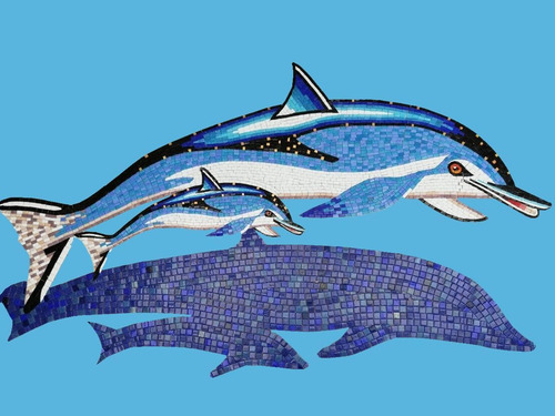 Imagen 4 de 6 de Mosaico Veneciano Delfin Moteado De 1.25 Mts Con Sombra Para Alberca