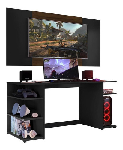 Mesa Gamer C/ Painel Tv 65 Multimóveis Guilda Fg3585 Pt/mad