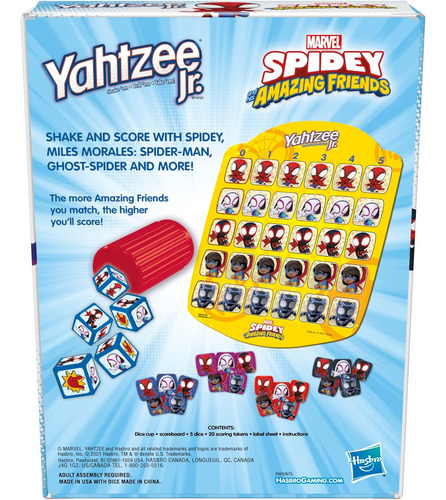 Hasbro Gaming Yahtzee Jr. Marvel Spidey Y Su Increible F...
